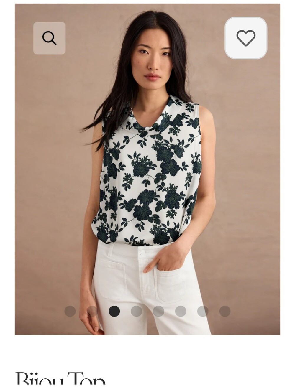 CAbi Spring '26: "Bijou" Sleeveless Floral Top in Black & White Floral Sz. L NWT